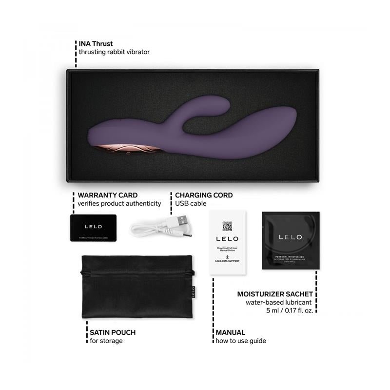 LELO INA™ Thrust Negro | Vibrador Rabbit con Movimiento Thrusting y App LELO™