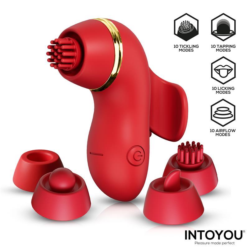 Beeny Estimulador con 4 Cabezales, Succión, Tapping, Tickling y Licking