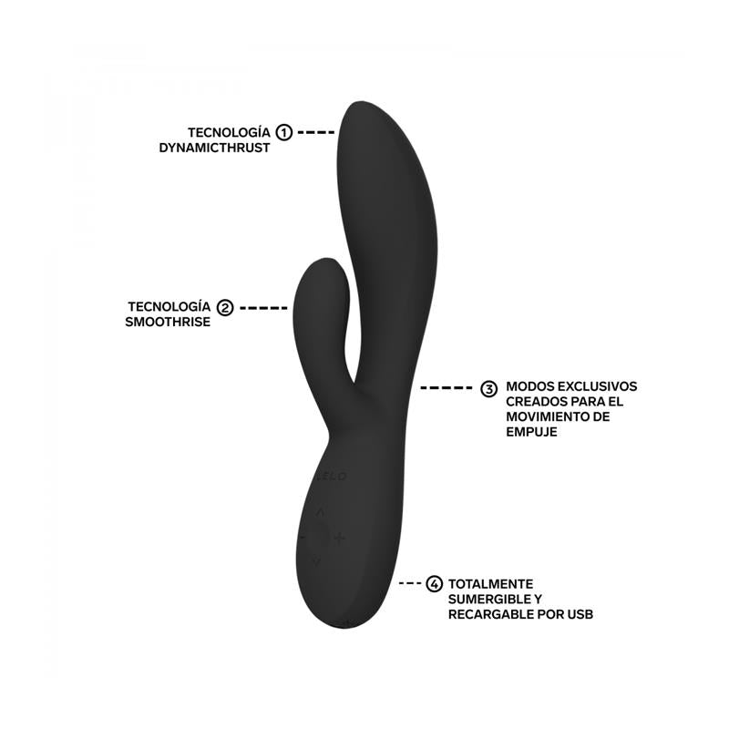 LELO INA™ Thrust Negro | Vibrador Rabbit con Movimiento Thrusting y App LELO™