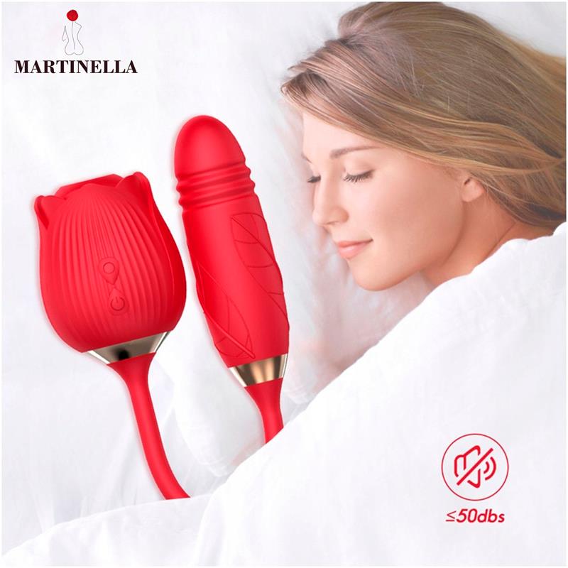 Martinella Rosa con Succión y Huevo Thrusting | Estimulador 2 en 1 Recargable