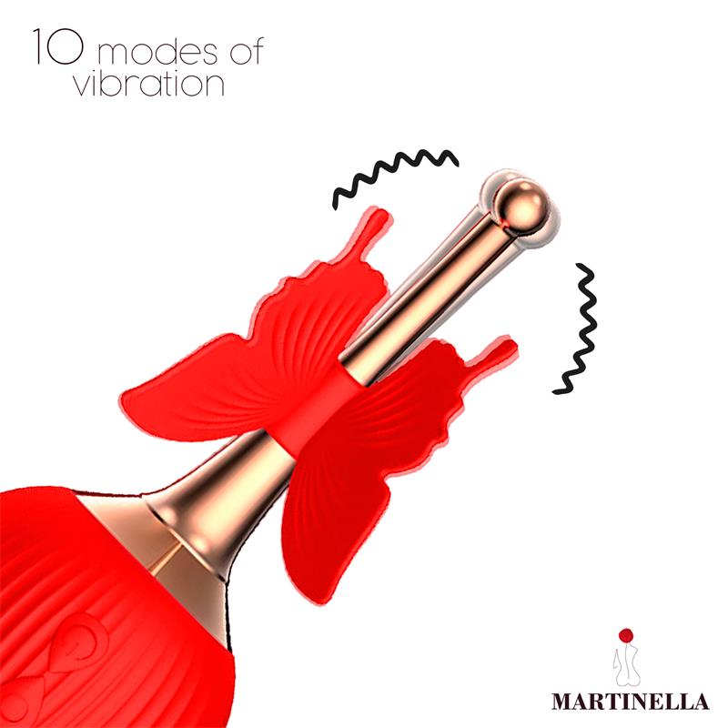 Martinella Rosa Mariposa 2 en 1 | Succionador de Clítoris y Vibrador con Estimulación Dual