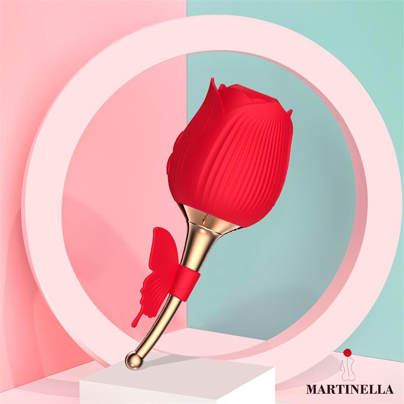 Martinella Rosa Mariposa 2 en 1 | Succionador de Clítoris y Vibrador con Estimulación Dual