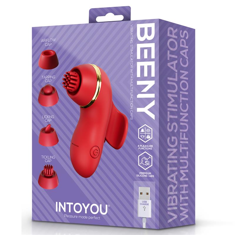 Beeny Estimulador con 4 Cabezales, Succión, Tapping, Tickling y Licking